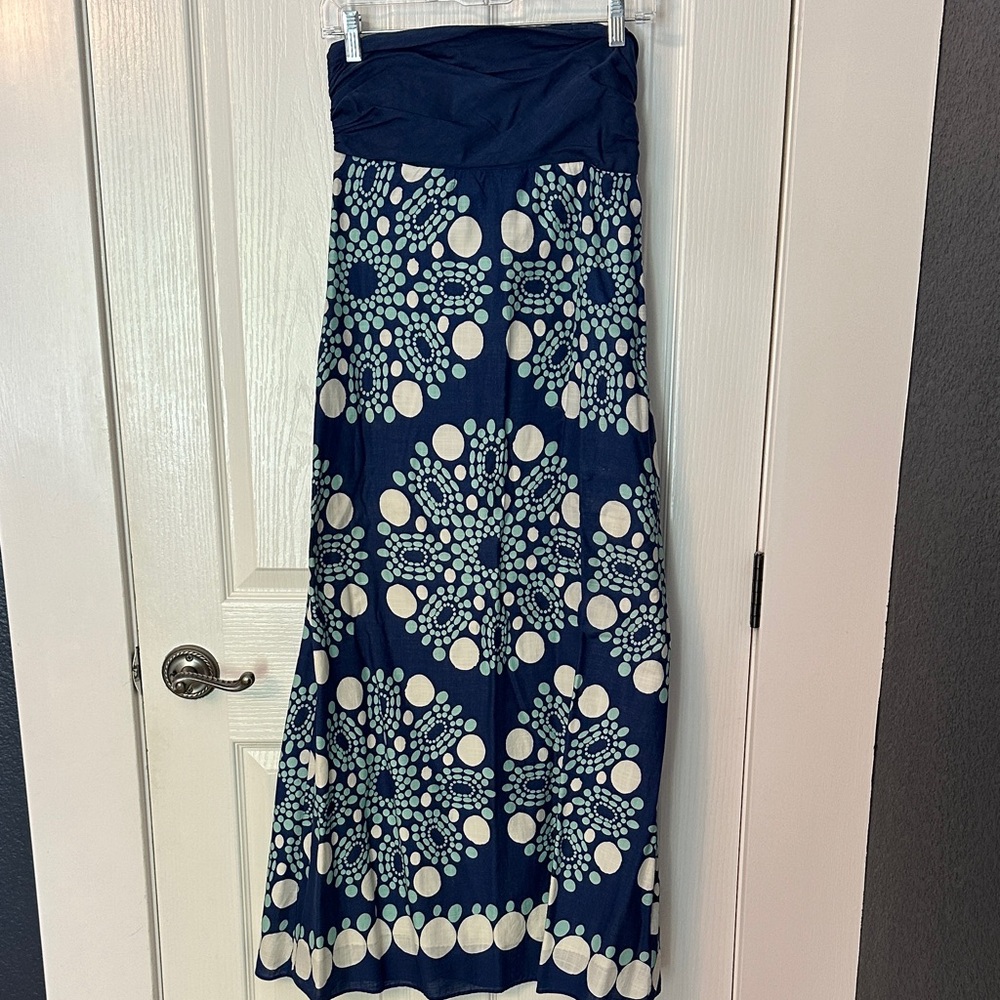Anthropologie Navy and White Maxi Dress
